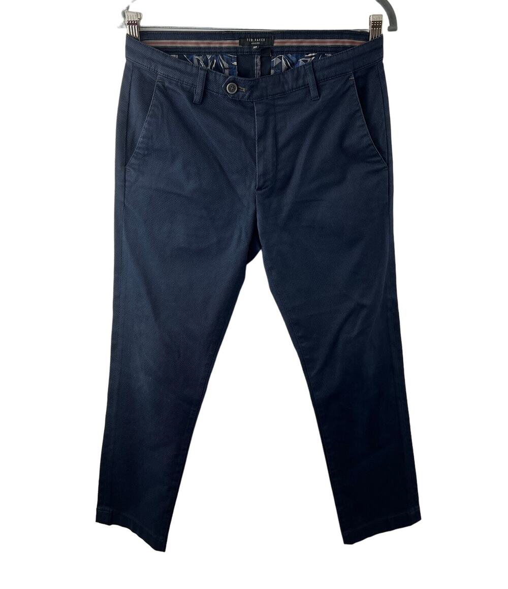 Ted Baker Blue Men's Dress Pants Cotton Mid-Rise Slim Fit Straight Leg Size 30R